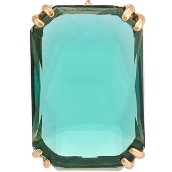 Square Iridescent Green Square Crystal Earrings - Picture 4 of 4
